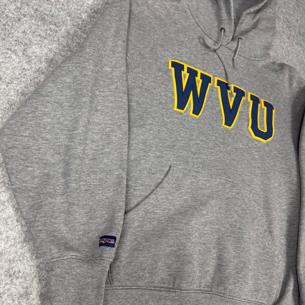 Jansport West Virginia University WVU Hoodie Mens Medium Grey Sweatshirt - Picture 3 of 5